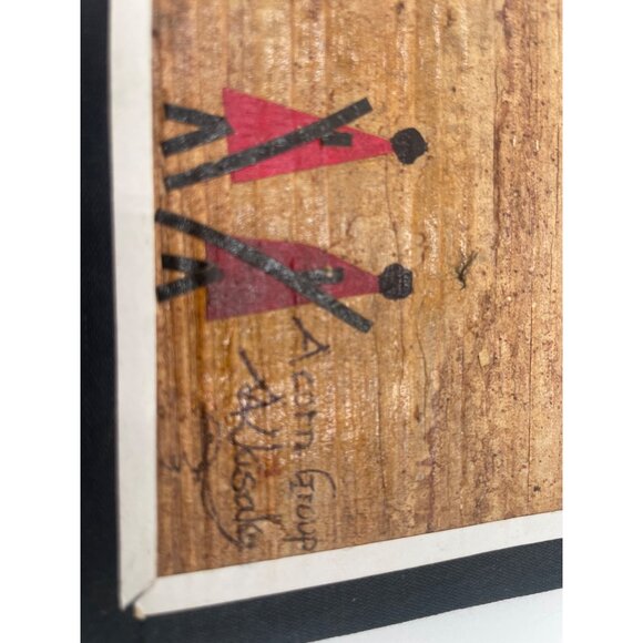 Handcrafted Kenyan Wall Art Village Scene & Maasai Figures On Cardboard Backing - Picture 5 of 10